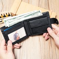 Dompet Pria Kulit Sapi Pendek Terbaru dengan Ritsleting, Lipat, Mewah, Ringan, dan Modis, Tempat Koin