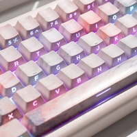 Noir/vert/rose marbre côté Transparent Keycaps 131 touches clavier mécanique Keycap PBT côté Sublimation pour clavier mécanique