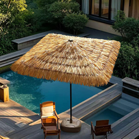 Parasol pliant en aluminium de style hawaïen avec base marbrée, moderne et rustique, idéal pour hôtels, restaurants, plages et pavillons – Direct Usine