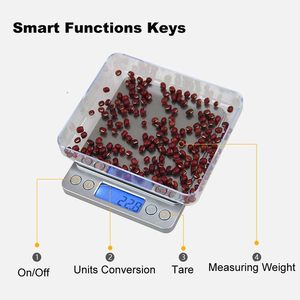 เครื่องชั่งครัวดิจิตอลสแตนเลสแบบใช้แบตเตอรี่ 3กก. 2กก. 1กก. 500กรัม 300กรัม 200กรัม 0.1กรัม 0.01กรัม ได้รับมาตรฐาน CE สำหรับการวัดน้ำหนัก - Product Image 2