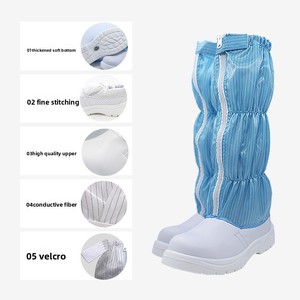 Factory Wholesale Men's White Anti-smashing Steel Toe Dust-free High-Top Boots Anti-puncture Workshop PU Safety Shoes