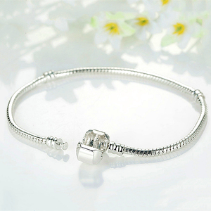 <span class=keywords><strong>Bracelet</strong></span> chaîne serpent en argent plaqué PVD 925 avec fermoir barillet, compatible perles européennes, bijoux fantaisie pour femme, idéal pour la création DIY - Product Image 2