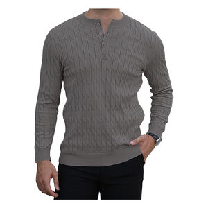 Venta al por mayor personalizado nuevo color sólido suéteres de los hombres de manga larga medio cuello alto con cremallera de punto suéteres Casuales - Product Image 6