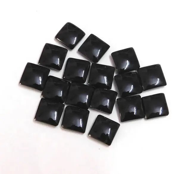 High Quality Black Onyx Square Shape Flat 10mm Loose Flat back Cabochon Gemstone For DIY Jewelry Ring Necklace Making