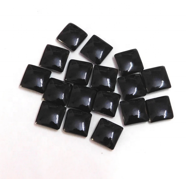 High Quality Polished Natural Black Onyx Square Shape 3-30mm Loose Flat Back Cabochon Cat's Eye DIY Jewelry Ring Necklace Making