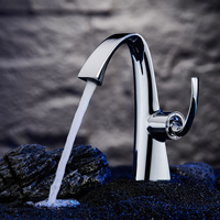 Robinet de lavabo col de cygne au design moderne, monocommande chaud/froid, pour salle de bain domestique, en laiton et zinc
