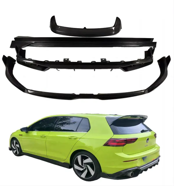 For VW Golf 8 Pro GTI 2020-2022 carbon fiber front lip diffuser side skirt mirror roof spoiler body kit