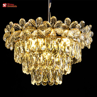 Décoration de mariage, restaurant, maison, événement, fête, dernières nouveautés en matière de fleurs LED, lustre en cristal or et argent