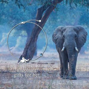 स्टर्लिंग सिल्वर 9 + 2 इंच समायोज्य हृदय क्रिस्टल चेन हाथी आकर्षण 925 कारखाने की बिक्री - Product Image 5