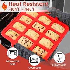 Moule à gâteau rectangulaire en silicone avec cadre métallique renforcé, antiadhésif, sans BPA, 12 cavités, certifié LFGB, de la marque MUYULINS - Product Image 5