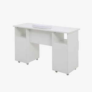 Table de manucure et pédicure moderne blanche pour salon, mobilier de salon en bois avec tiroirs et roulettes - Product Image 2