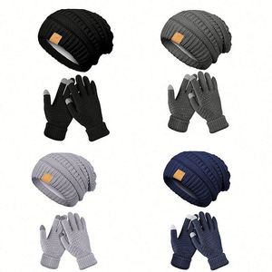 Women Winter <b>Beanie</b> Set Pom Knit <b>Hat</b> With Warm Fleece Lined Touchscreen Gloves for Cold Weather Promotional Gift - Product Image 1