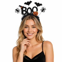 Serre-tête Halloween BOO avec un motif chauve-souris, une araignée et une citrouille