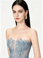 Robe de soirée formelle Nicecover, sans bretelles, en maille à sequins, ajustée, mi-longue, bleu glace, pour banquet, cocktail, événement