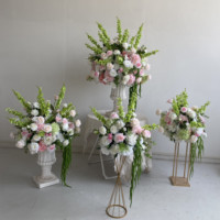 Boule de fleurs PPS de qualité supérieure, rose et verte, arrangement floral en soie pour la décoration de table de mariage ou d'événement