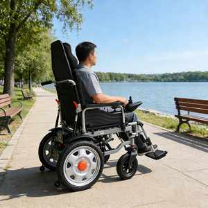 ゾーシャイン 250W×2 デュアルモーター 電動車椅子、多機能調整可能折りたたみ式電動車椅子（リクライニング式背もたれ付き） - Product Image 1