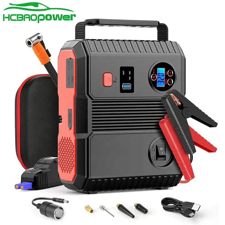 Jump Starter dengan Kompresor Udara 12V 24000Mah 3000A Baterai Mobil 150 Psi Power Bank Jump Starter Mobil Portabel dengan Inflator Ban