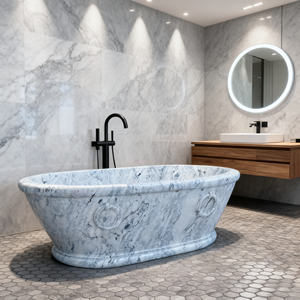 <span class=keywords><strong>Baignoire</strong></span> en marbre naturel pur, <span class=keywords><strong>dimensions</strong></span> personnalisables, design trapézoïdal, adaptée aux hôtels et aux maisons - Product Image 1