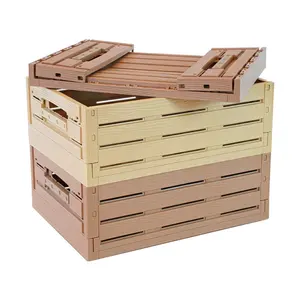 Trending Wood Curved Design Plastic Stackable Bread Crate Food Storage Bin With Lid