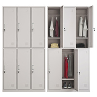 Casier en acier à six portes armoire de rangement pour vêtements casier de salle de bain casier en métal
