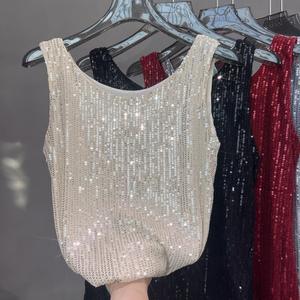 Women's Sequin Tank <strong>Top</strong> Sexy Sleeveless Shiny Party Camisole Sparkly Clubwear Vest <strong>Glitter</strong> <strong>Ladies</strong> <strong>Top</strong> - Product Image 3