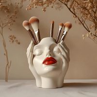 Forme de tête pour femmes Boho décoration visage Vase Vintage maquillage porte-pinceau maquillage organisateur maquillage organisateur pour la décoration intérieure