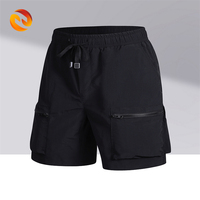 90% Nylon 10% élasthanne Compression luxe Sport Shorts pour hommes respirant mi-taille décontracté motif solide avec poche de bain
