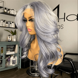 Parrucche Grigio Argento in <span class=keywords><strong>Capelli</strong></span> Umani, <span class=keywords><strong>Parrucca</strong></span> Frontale in Pizzo HD Trasparente 13x4 Senza Colla, <span class=keywords><strong>Capelli</strong></span> Vergini Brasiliani Lisci <span class=keywords><strong>Grigi</strong></span> - Product Image 4