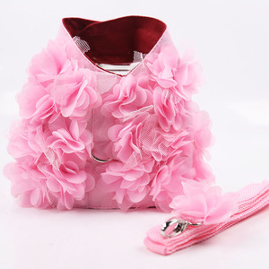 Flower <b>Pet</b> Vest Small Medium Breathable Dog Cat <b>Harness</b> Outdoor Walking Leash Spring Summer Pink Red Background - Product Image 2
