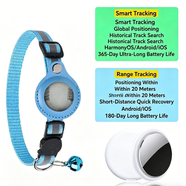 New Airtag Pet Tracking Collar, Anti-Lost Reflective Bell Cat Neck Strap, GPS Positioning Collar for Outdoor Pet Safety