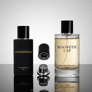 Custom Luxury Round Perfume Glass <b>Bottle</b> 30ml 50ml 100ml Crimp Gradient Black <b>Empty</b> Glass Perfume <b>Bottle</b> With Box and Magnet Cap - Product Image 2