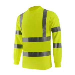 Hi Vis polo衫长袖t恤反光带工作服/安全建筑衬衫