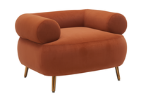 Fauteuil d'appoint moderne en velours courbé avec pieds en métal, canapé simple douillet et confortable pour salon ou coin lecture