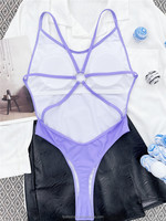 Maillot de bain une pièce pour femme 2023, col en V, dos à anneaux, bretelles fines, style string