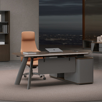 Bureau de direction de luxe en bois, mobilier de bureau combiné, bureau de direction haut de gamme
