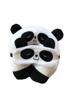 Juego de Almohada de Viaje 2 <span class=keywords><strong>en</strong></span> 1 Panda, Almohada Ultra Suave para Soporte del Cuello, Antifaz para Bloquear <span class=keywords><strong>la</strong></span> Luz, Cojín Portátil para un Descanso Confortable - Product Image 1