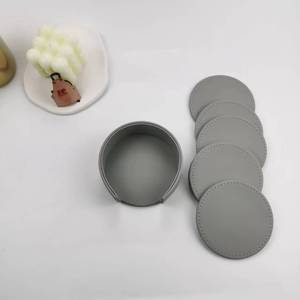 Sanchuan China Supply House Warming Gift Kurk Basis Lederen Ronde Cup Onderzetters Drankjes <span class=keywords><strong>Coaster</strong></span> <span class=keywords><strong>Set</strong></span> Van 6 Met Metalen Houder - Product Image 5