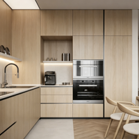 KOJOON Armoires de cuisine américaines prêtes à assembler avec évier, robinet, charnières et panier de tiroir, armoire murale de cuisine moderne pour hôtel américain