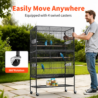 Grande cage à oiseaux en fer forgé avec support, double porte, roulettes et plateau amovible pour calopsites, conures et perruches