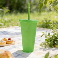 Gobelets isothermes en gros de 401-500 ml – Bouteilles d'eau en plastique minces réutilisables avec couvercle et paille