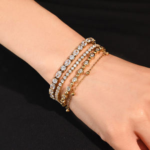 Nuovissimo Bracciale Tennis in Acciaio Inossidabile con Incastonatura a Castone, Zirconia Cubica AAA, Placcatura PVD, Impermeabile, Gioielli Personalizzabili - Product Image 3