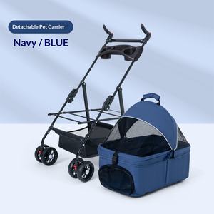 Poussette pour animaux de compagnie (<span class=keywords><strong>chien</strong></span>, chat et bébé) - Utilisation extérieure, 4 roues, légère, pliable, petite <span class=keywords><strong>voiture</strong></span> pour animaux de compagnie pour les voyages - Product Image 3