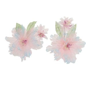 Nouvelle conception originale, grande pince à cheveux florale rose dégradé faite à la main, estampillée à chaud, pour maquillage, photographie, coiffure Hanfu - Product Image 5
