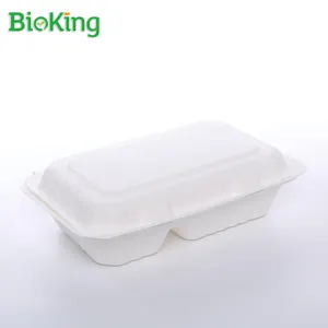 BioKing 새로운 도착 마이크로파 테이크아웃 음식 콘테이너 Kraft 생물 분해성 사탕수수 펄프 상자