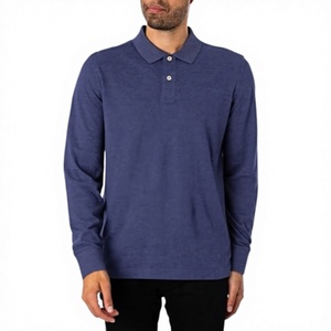 Polo de golf athlétique à manches longues pour homme, 100 % polyester, séchage rapide, motif uni, en jersey - Product Image 1
