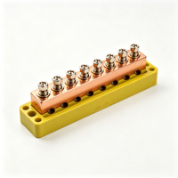 Barre omnibus de mise à la terre en cuivre étamé PE, 10 trous, 150A, 3x25mm, base isolée, bloc de distribution d'alimentation, connexion par boulons, usage industriel