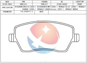 <span class=keywords><strong>Pastiglie</strong></span> Freno SDCX D1261M D1435-8553 2397301 41060-AX625 SP1564 D1261 SP1564 PN9805 per Nissan NP200 / Opel Agila / Dacia Lodgy - Product Image 4