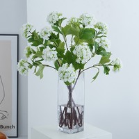 Bouquet de fleurs artificielles haut de gamme en soie, 3 têtes d'hortensias boule de neige, 3 boules de neige porte-bonheur, pour décoration de mariage et de maison