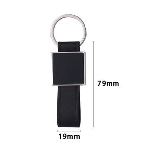 Llavero de Cuero PU Negro en Promoción, Personalizable con Logotipo Cuadrado - Product Image 1