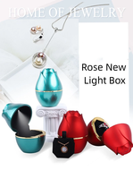 Boîtes à bijoux en cuir de luxe haut de gamme personnalisées, lumière LED, forme ovale, design rose diamant, options de couleur personnalisées - Marque Sunshine